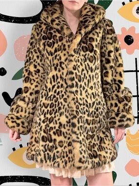 Pamela McCoy | Vintage Faux Fur Leopard Print Heavyweight Coat